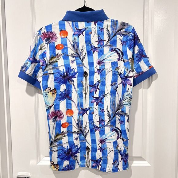 Paisley & Gray Men’s Blue Floral Slim Fit Stretch Collared Polo Shirt Size 2XL - Picture 6 of 10